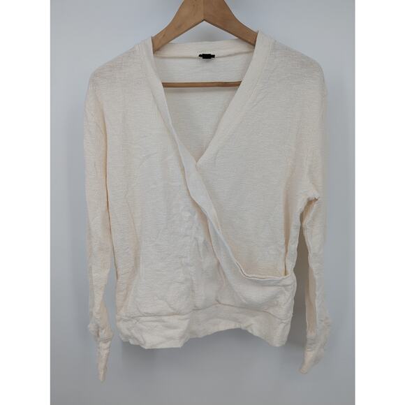 J CREW Womens Faux-Wrap Top In Textured Crepe 100% Cotton Great Condition Med - Picture 1 of 4